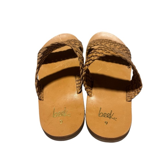 Beek Flicker Leather Woven Sandals Handmade Quiet Luxury Bohemian Tan Size 9 NWT - Picture 4 of 6